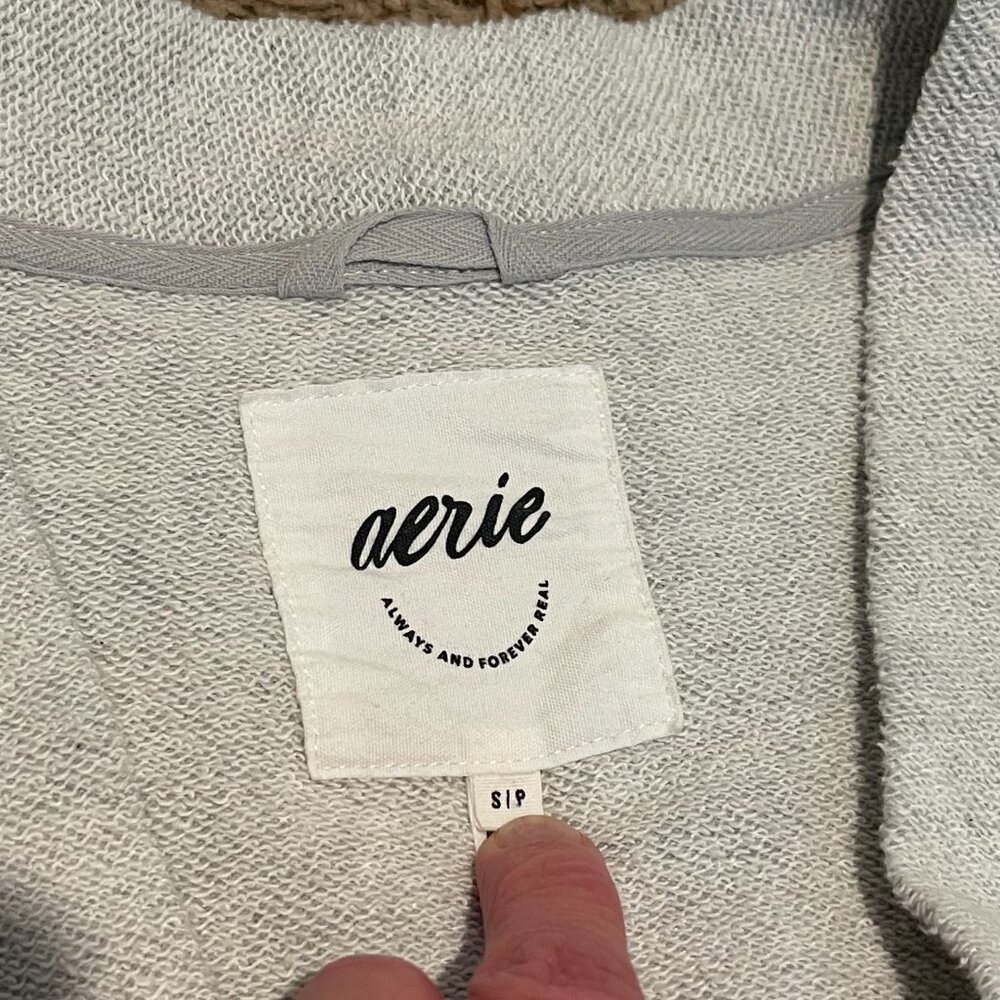 Aerie Gray Knit Cardigan Sweater - Soft & Cozy Open Front - Size Small - Picture 2 of 8
